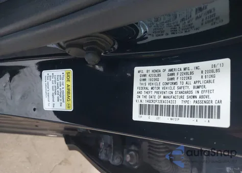 2014 Honda Accord Lx from USA, damaged, VIN 1HGCR2F32EA034203